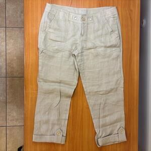 Juicy Couture 100% Linen Beige Capri Pants S vintage y2k 90s
